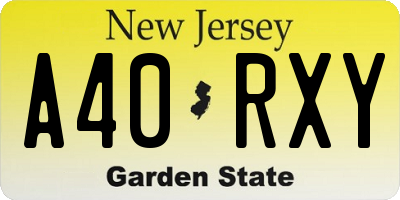 NJ license plate A40RXY