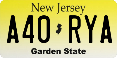 NJ license plate A40RYA
