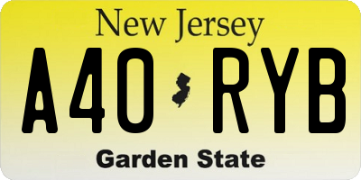 NJ license plate A40RYB