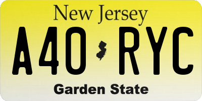 NJ license plate A40RYC