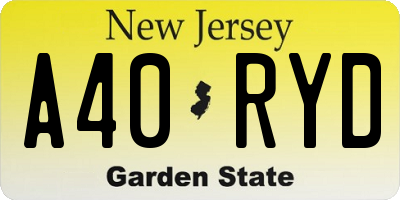NJ license plate A40RYD