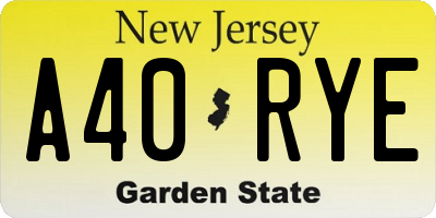 NJ license plate A40RYE