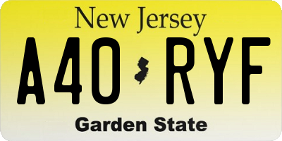 NJ license plate A40RYF