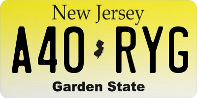 NJ license plate A40RYG
