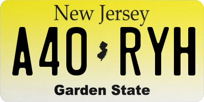 NJ license plate A40RYH