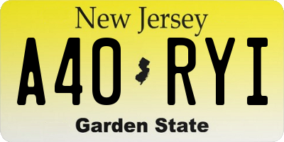 NJ license plate A40RYI