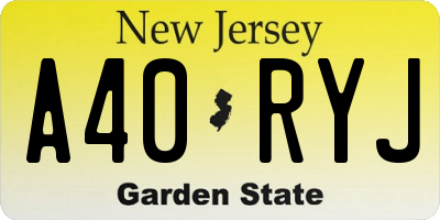 NJ license plate A40RYJ