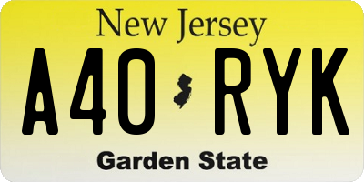 NJ license plate A40RYK