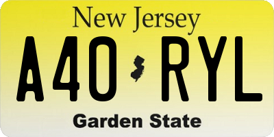NJ license plate A40RYL
