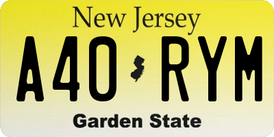 NJ license plate A40RYM