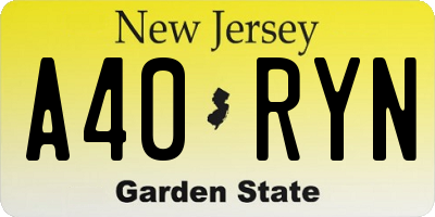 NJ license plate A40RYN