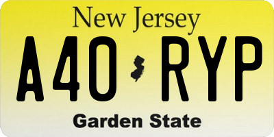 NJ license plate A40RYP