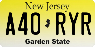 NJ license plate A40RYR