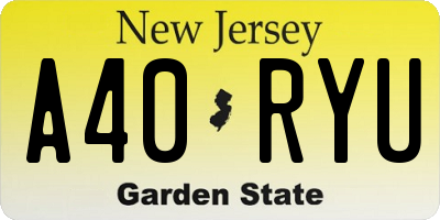 NJ license plate A40RYU