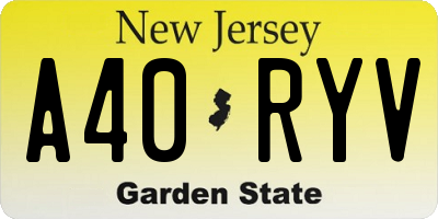 NJ license plate A40RYV