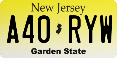 NJ license plate A40RYW