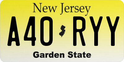 NJ license plate A40RYY