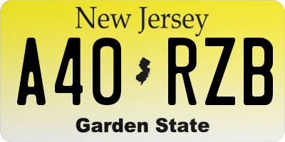 NJ license plate A40RZB