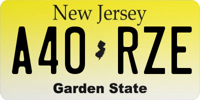 NJ license plate A40RZE
