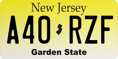 NJ license plate A40RZF