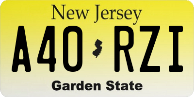 NJ license plate A40RZI