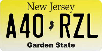 NJ license plate A40RZL