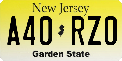 NJ license plate A40RZO
