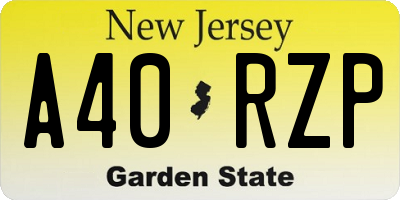 NJ license plate A40RZP
