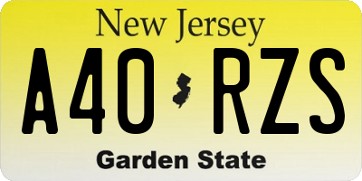 NJ license plate A40RZS