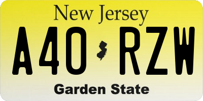 NJ license plate A40RZW