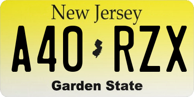 NJ license plate A40RZX