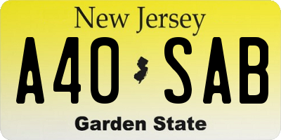 NJ license plate A40SAB