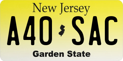 NJ license plate A40SAC