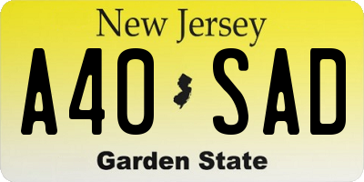 NJ license plate A40SAD