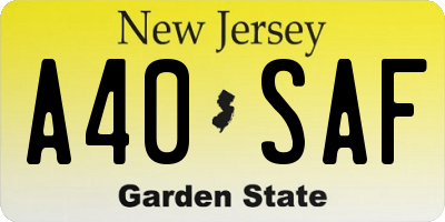 NJ license plate A40SAF