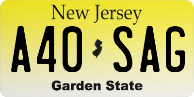 NJ license plate A40SAG