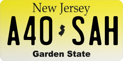 NJ license plate A40SAH