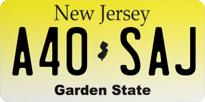 NJ license plate A40SAJ