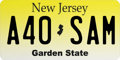 NJ license plate A40SAM