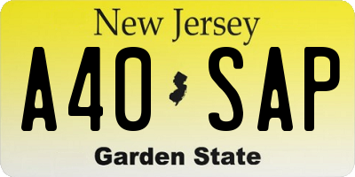 NJ license plate A40SAP