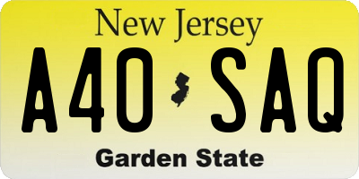 NJ license plate A40SAQ