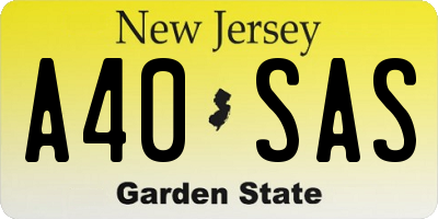 NJ license plate A40SAS