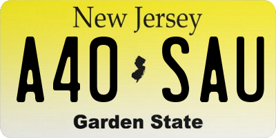 NJ license plate A40SAU
