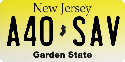 NJ license plate A40SAV