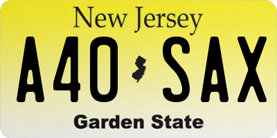 NJ license plate A40SAX