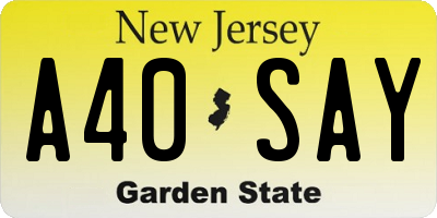 NJ license plate A40SAY
