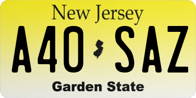 NJ license plate A40SAZ