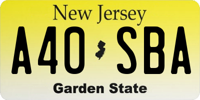 NJ license plate A40SBA