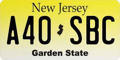 NJ license plate A40SBC