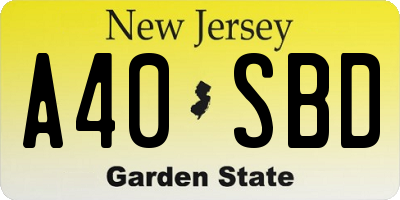 NJ license plate A40SBD